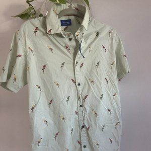 Jack & Jones Hawaiian Jimmy Buffet Parrots Button Down Men’s Shirt Large